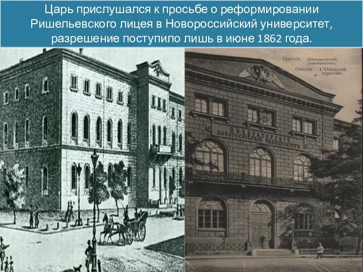 Царь прислушался к просьбе о реформировании Ришельевского лицея в Новороссийский университет, разрешение