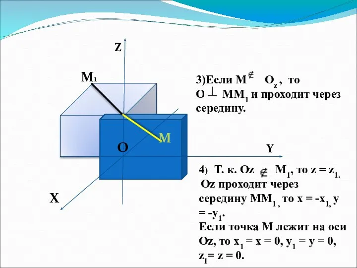 Z Y X O O M M1 3)Если М Оz , то