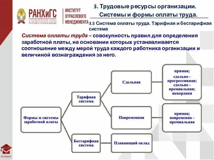 3. Трудовые ресурсы организации. Системы и формы оплаты труда. 3.5 Система оплаты