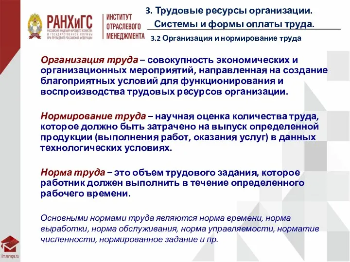 3. Трудовые ресурсы организации. Системы и формы оплаты труда. 3.2 Организация и