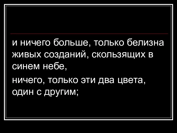 и ничего больше, только белизна живых созданий, скользящих в синем небе, ничего,