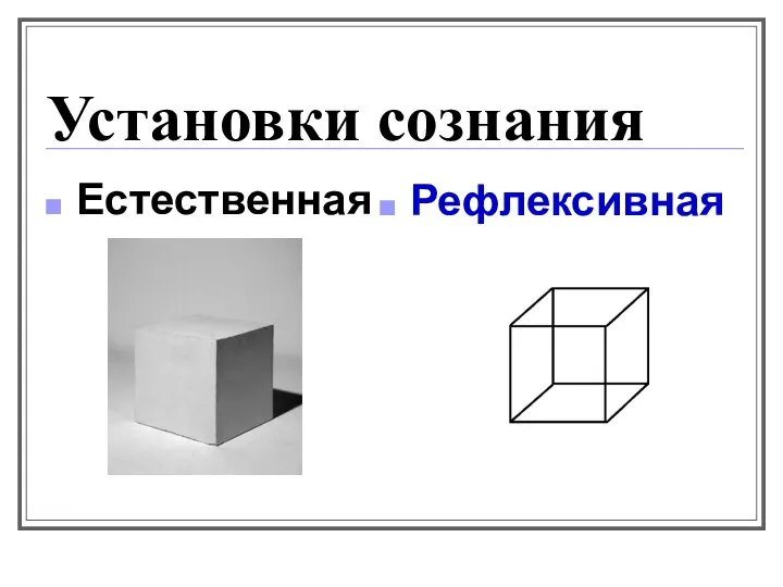 Установки сознания Естественная Рефлексивная