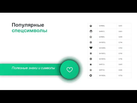 Полезные знаки и символы Популярные спецсимволы