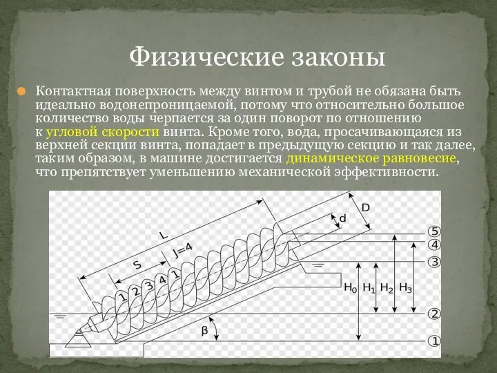 Физические законы Контактная поверхность между винтом и трубой не обязана быть идеально