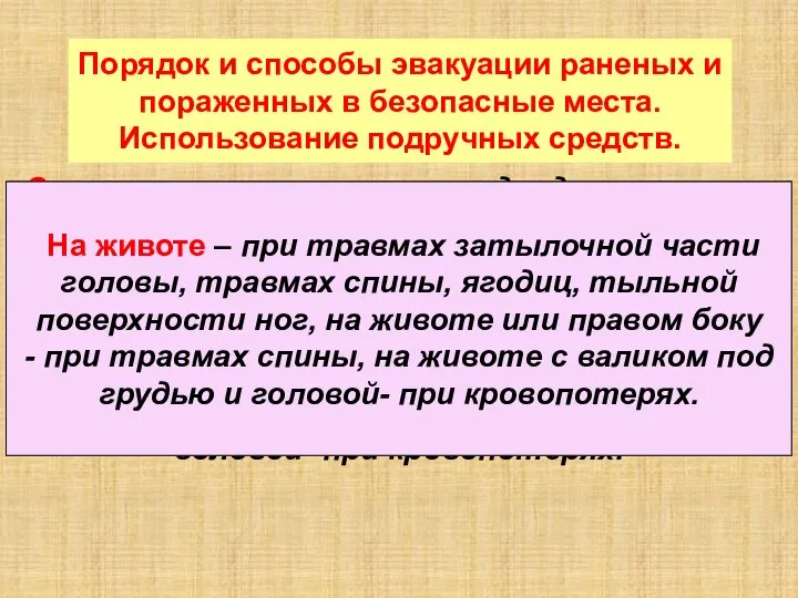 Порядок и способы эвакуации раненых и пораженных в безопасные места. Использование подручных