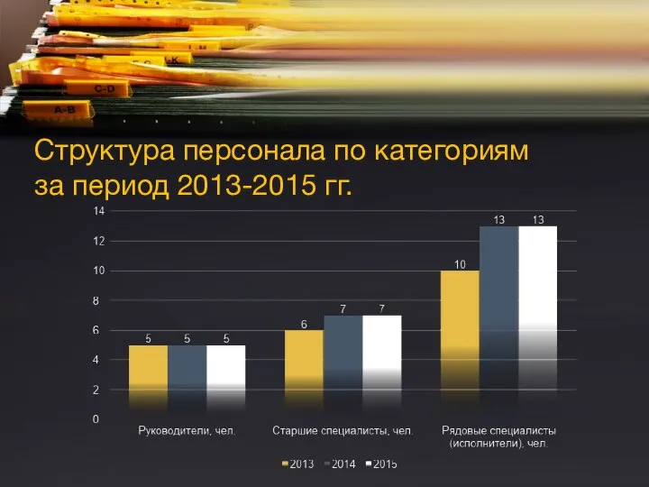 Структура персонала по категориям за период 2013-2015 гг.