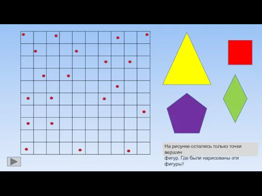 На рисунке остались только точки вершин фигур. Где были нарисованы эти фигуры?