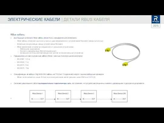 RBus кабель: Для будущих установок RBus кабель может быть предварительно установлен. RBus