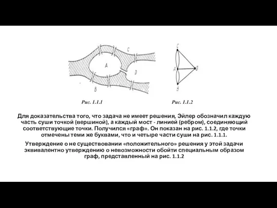 Для доказательства того, что задача не имеет решения, Эйлер обозначил каждую часть