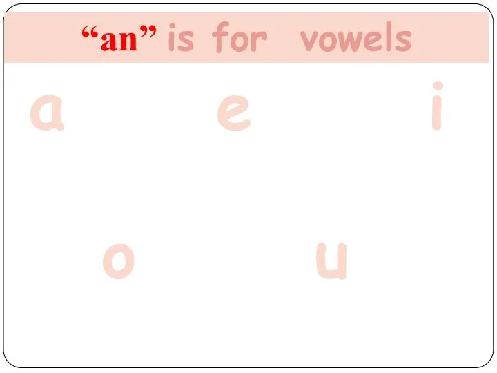 “an” is for vowels a e i o u