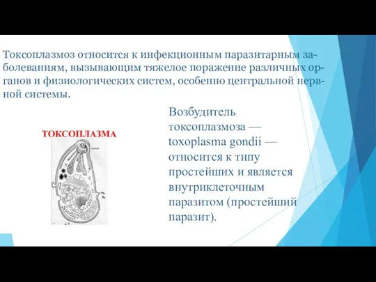 Токсоплазмоз относится к инфекционным паразитарным за- болеваниям, вызывающим тяжелое поражение различных ор-