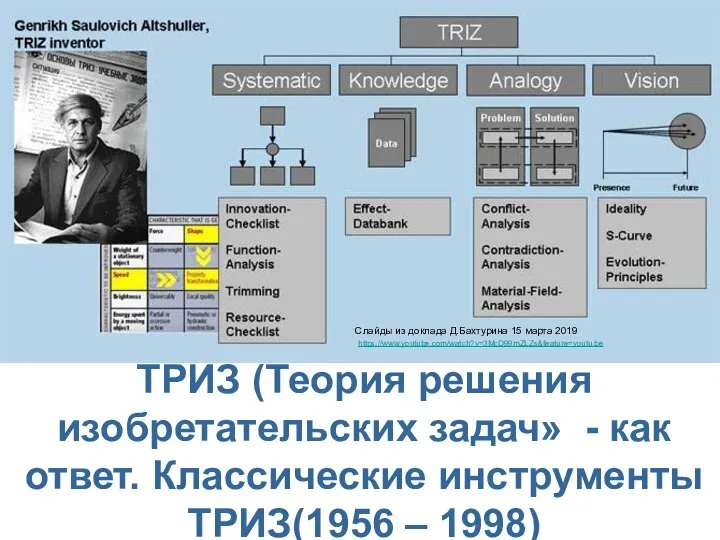 ТРИЗ (Теория решения изобретательских задач» - как ответ. Классические инструменты ТРИЗ(1956 –