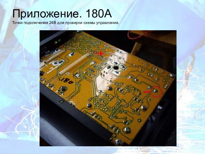 Приложение. 180A Точки подключения 24В для проверки схемы управления.