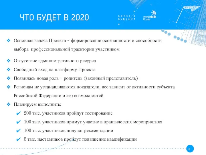 Основная задача Проекта - формирование осознанности и способности выбора профессиональной траектории участником