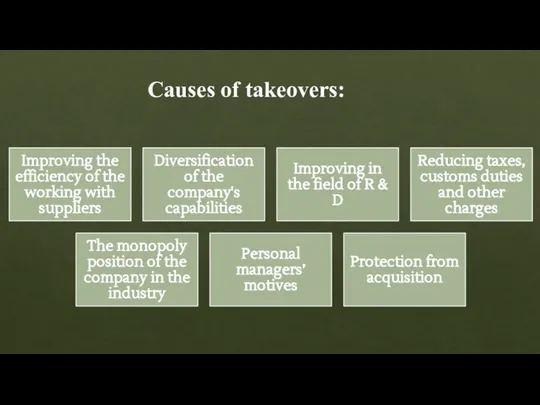 Causes of takeovers: