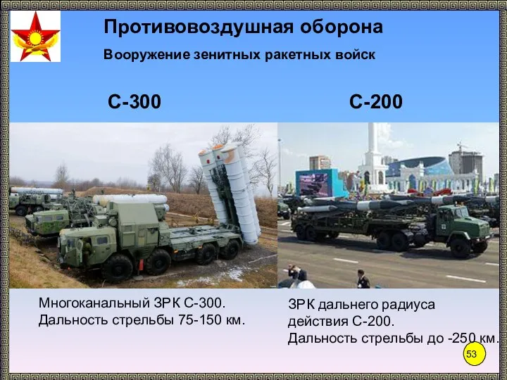 С-300 Многоканальный ЗРК С-300. Дальность стрельбы 75-150 км. Противовоздушная оборона Вооружение зенитных