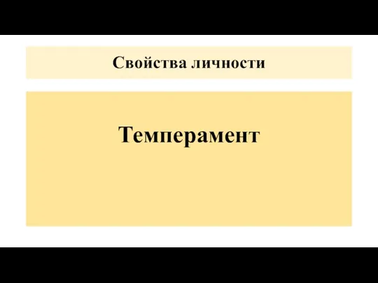 Свойства личности Темперамент