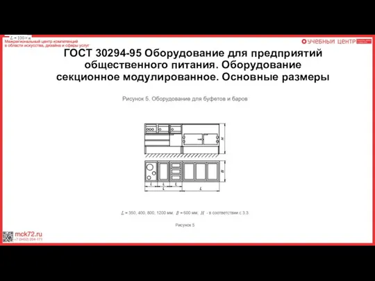 ГОСТ 30294-95 Оборудование для предприятий общественного питания. Оборудование секционное модулированное. Основные размеры