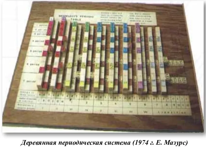 Деревянная периодическая система (1974 г. Е. Мазурс)