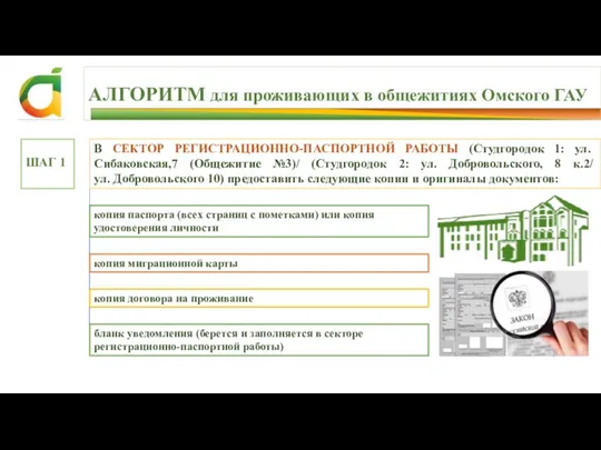 АЛГОРИТМ для проживающих в общежитиях Омского ГАУ