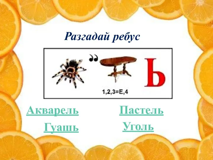 Акварель Разгадай ребус Пастель Гуашь Уголь