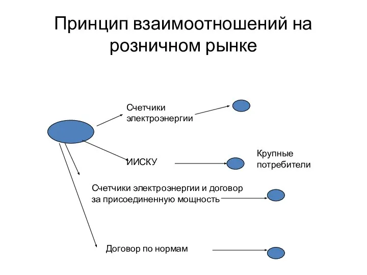 Принцип взаимоотношений на розничном рынке Счетчики электроэнергии Договор по нормам ИИСКУ Крупные