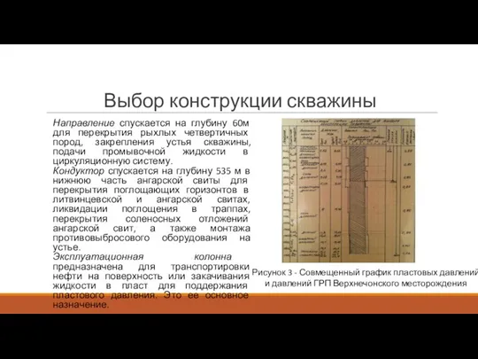 Выбор конструкции скважины Рисунок 3 - Совмещенный график пластовых давлений и давлений