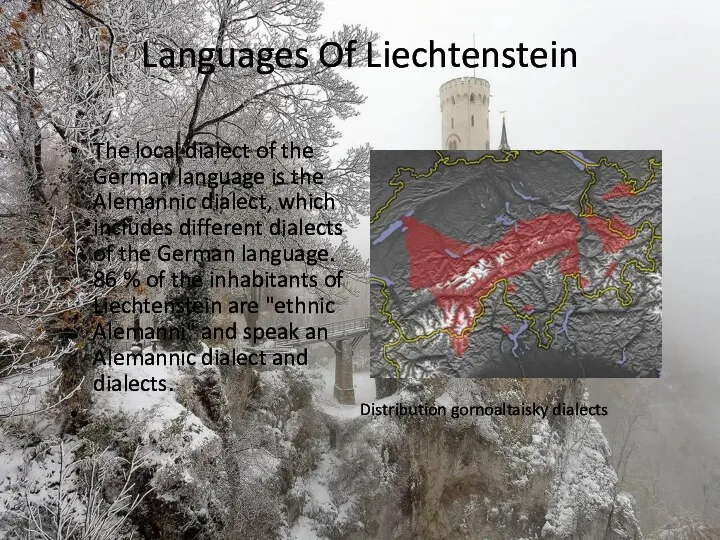 Languages Of Liechtenstein The local dialect of the German language is the