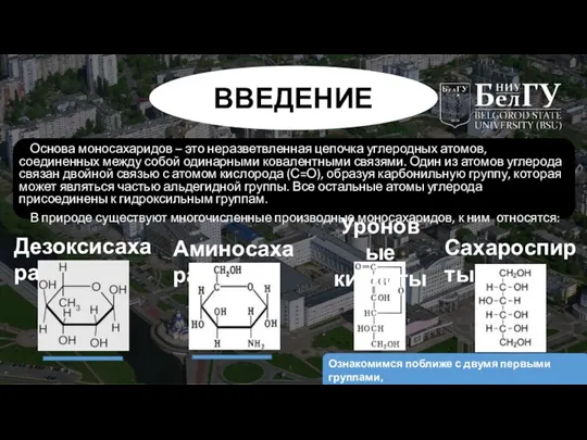 ВВЕДЕНИЕ Основа моносахаридов – это неразветвленная цепочка углеродных атомов, соединенных между собой