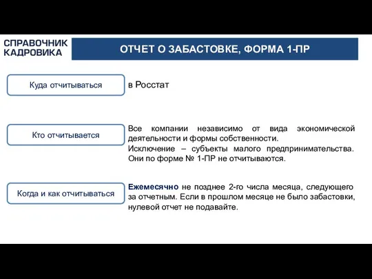 ОТЧЕТ О ЗАБАСТОВКЕ, ФОРМА 1-ПР Куда отчитываться Все компании независимо от вида