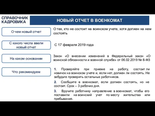 НОВЫЙ ОТЧЕТ В ВОЕНКОМАТ О чем новый отчет С какого числа ввели