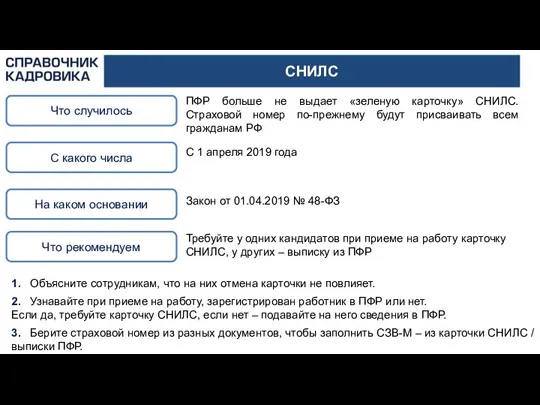 СНИЛС Что случилось На каком основании ПФР больше не выдает «зеленую карточку»