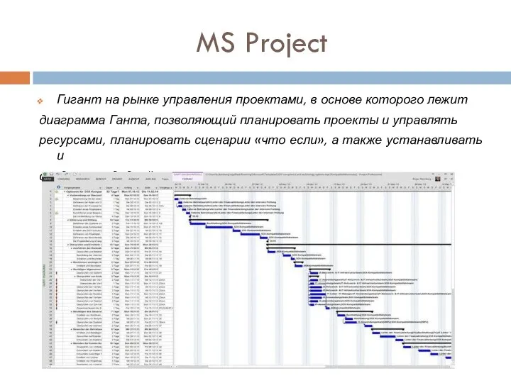 MS Project Гигант на рынке управления проектами, в основе которого лежит диаграмма