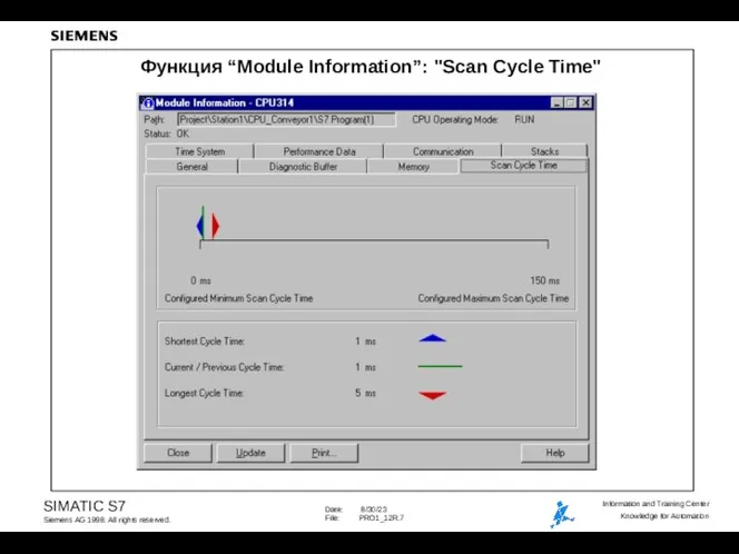 Функция “Module Information”: "Scan Cycle Time"