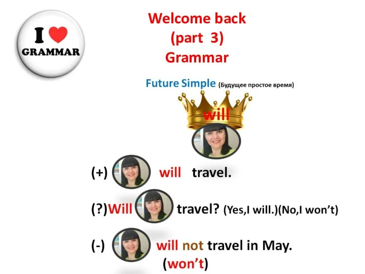 Welcome back (part 3) Grammar