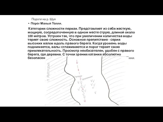 Пороги на р. Шуя Порог Малый Толли. Категория сложности первая. Представляет из