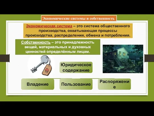 Экономические системы и собственность Экономическая система – это система общественного производства, охватывающая