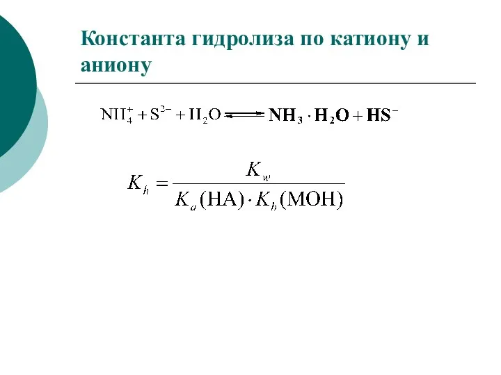 Константа гидролиза по катиону и аниону