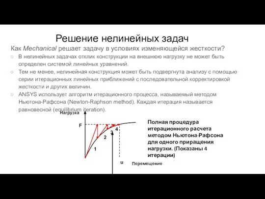 Как Mechanical решает задачу в условиях изменяющейся жесткости? В нелинейных задачах отклик