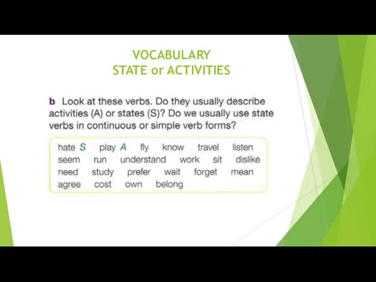VOCABULARY STATE or ACTIVITIES