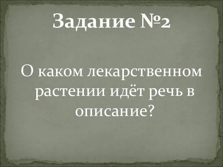 О каком лекарственном растении идёт речь в описание? Задание №2