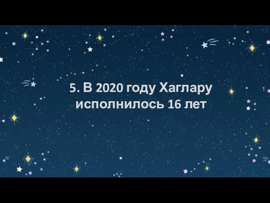 5. В 2020 году Хаглару исполнилось 16 лет