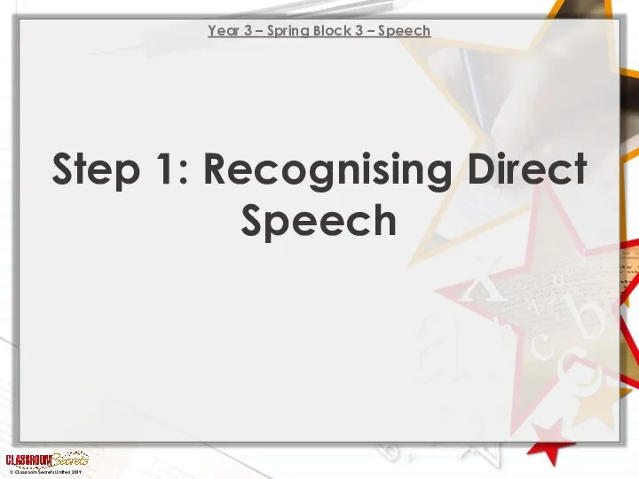 Year 3 – Spring Block 3 – Speech Step 1: Recognising Direct Speech