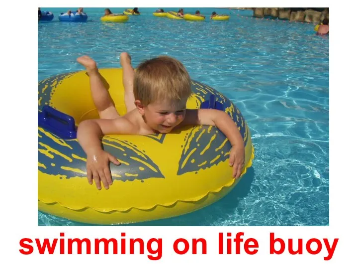 swimming on life buoy