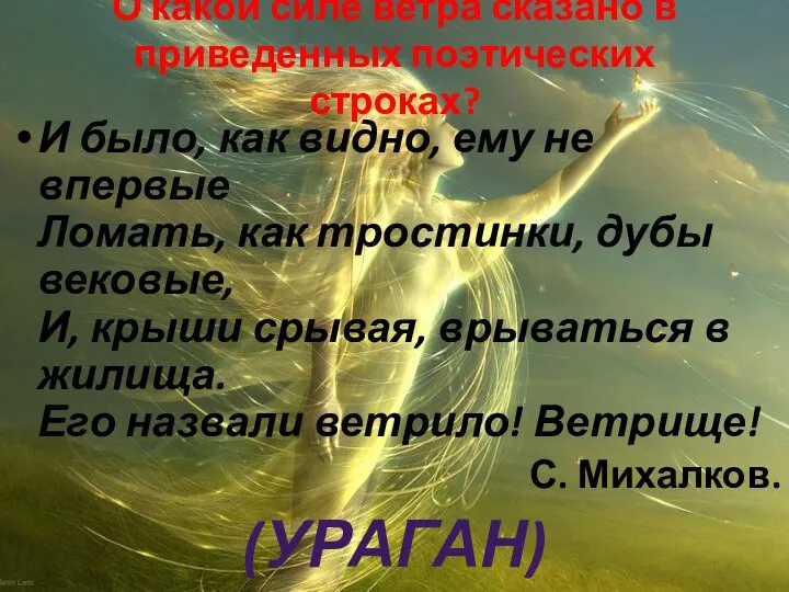 О какой силе ветра сказано в приведенных поэтических строках? И было, как