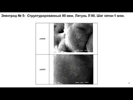 Электрод № 5- Структурированный 80 мкм. Латунь Л 80. Шаг сетки-1 мкм.