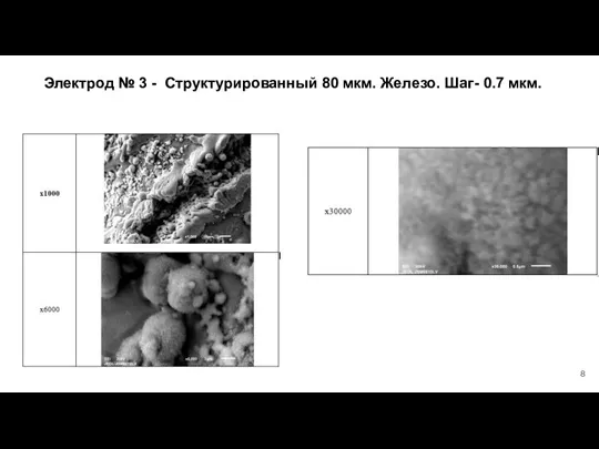 Электрод № 3 - Структурированный 80 мкм. Железо. Шаг- 0.7 мкм.