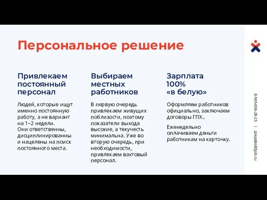 Привлекаем постоянный персонал Людей, которые ищут именно постоянную работу, а не вариант