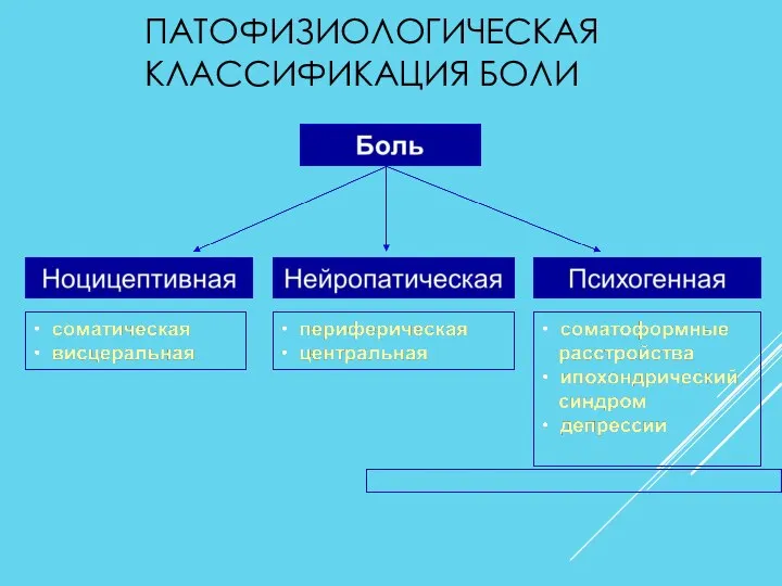 ПАТОФИЗИОЛОГИЧЕСКАЯ КЛАССИФИКАЦИЯ БОЛИ