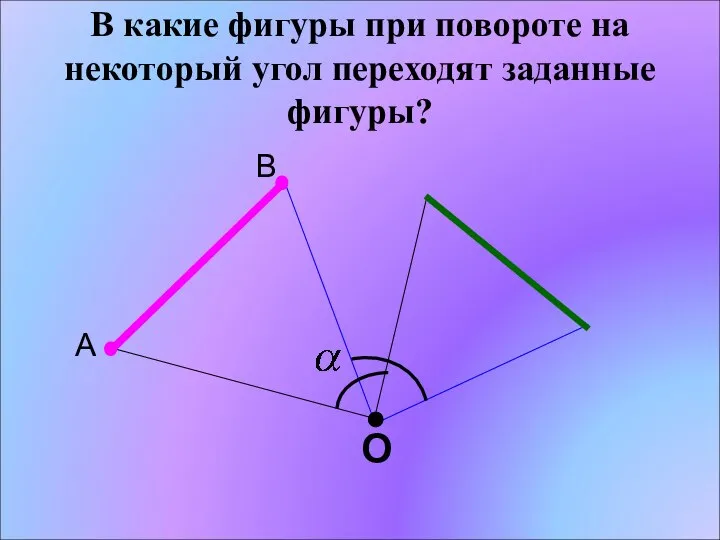 В какие фигуры при повороте на некоторый угол переходят заданные фигуры? А В О